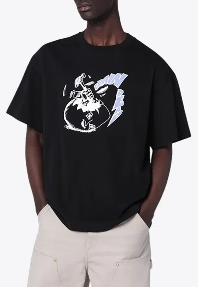 Brain Dead Crack An Egg Printed T-shirt In Black