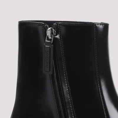 Saint Laurent Black Roman Boots In Smooth Leather In Black