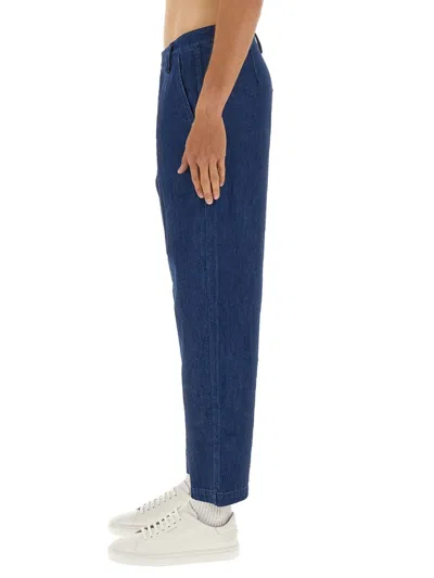 Apc A.p.c. Blue Organic Cotton Trousers In Blue