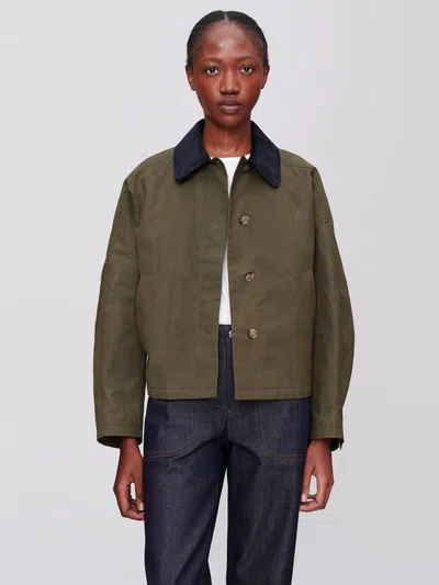 Apc Cropped Boxy Jacket With Button-up Front In Green