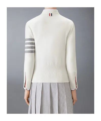 Thom Browne Classic Cashmere 4-bar V-neck Cardigan In White