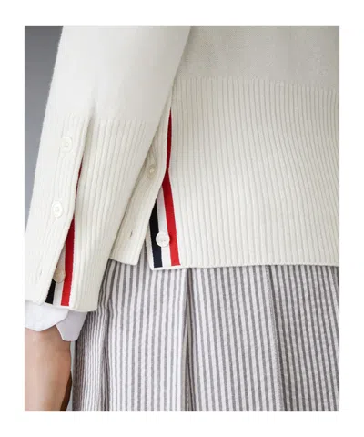 Thom Browne Classic Cashmere 4-bar V-neck Cardigan In White