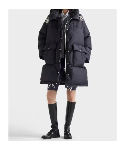 Prada Soft Canvas Down Parka In Blue
