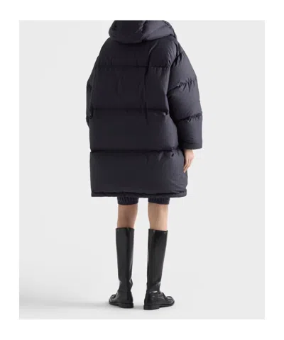 Prada Soft Canvas Down Parka In Blue