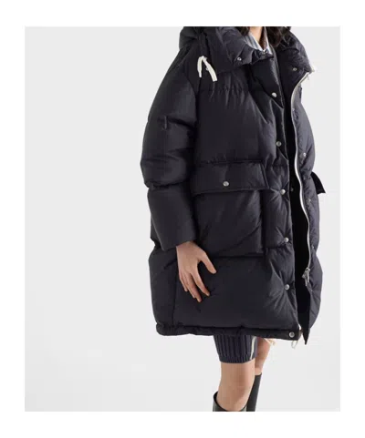 Prada Soft Canvas Down Parka In Blue