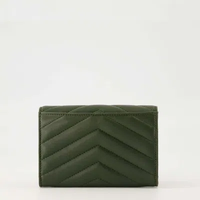 Saint Laurent Small Cassandre Envelope Wallet In Brown