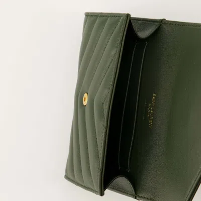 Saint Laurent Small Cassandre Envelope Wallet In Brown