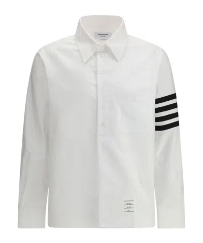 Thom Browne Grey Funmix Checked Cotton Shirt In Medium Blue