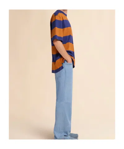 Marni Crew Neck Striped Short Sleeve T Shirt In Multi