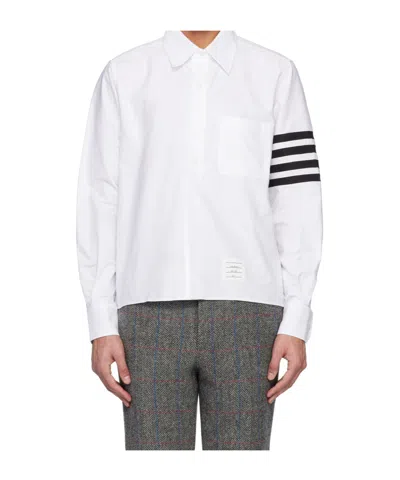 Thom Browne Grey Funmix Checked Cotton Shirt In Medium Blue