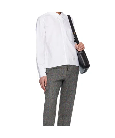 Thom Browne Grey Funmix Checked Cotton Shirt In Medium Blue