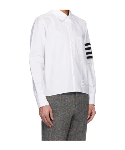 Thom Browne Grey Funmix Checked Cotton Shirt In Medium Blue