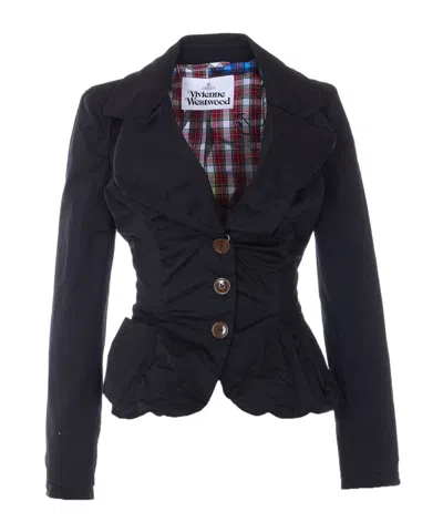 Vivienne Westwood Tailored Black Jacket With Notched Lapel And Flared Hem