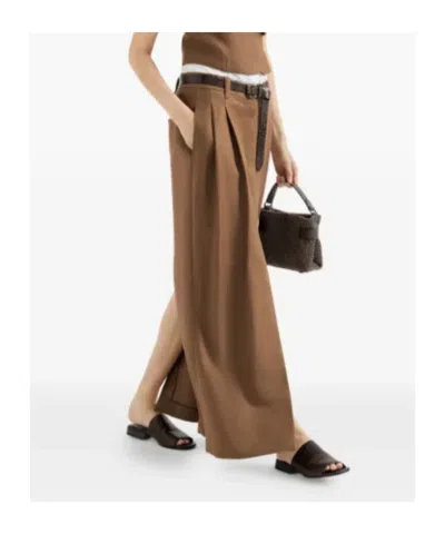 Brunello Cucinelli Monili-detail Linen Midi Skirt In Neutral