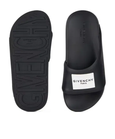 Givenchy Label Flat Slip-on Mules In Black