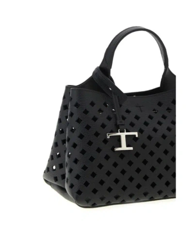Tod's Apa Openwork Micro Handbag In Black