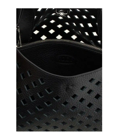 Tod's Apa Openwork Micro Handbag In Black