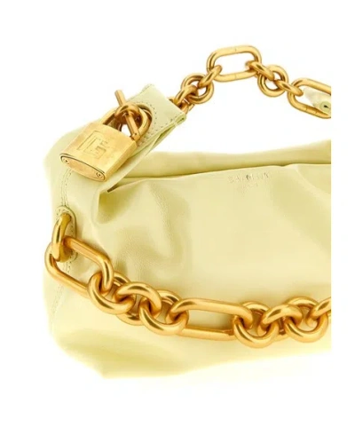 Balmain Sync Mini Chain Handbag Padlock Detail In Purple