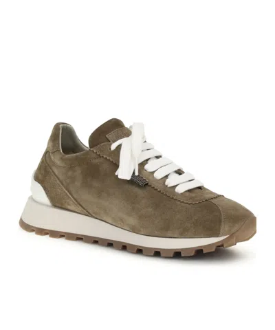 Brunello Cucinelli Suede Sneakers With Iconic Jewel Application In Multi
