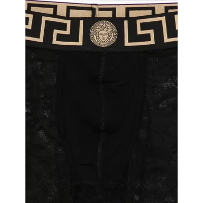 Versace Boxer With Logo Pattern In Black
