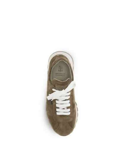 Brunello Cucinelli Suede Sneakers With Iconic Jewel Application In Multi