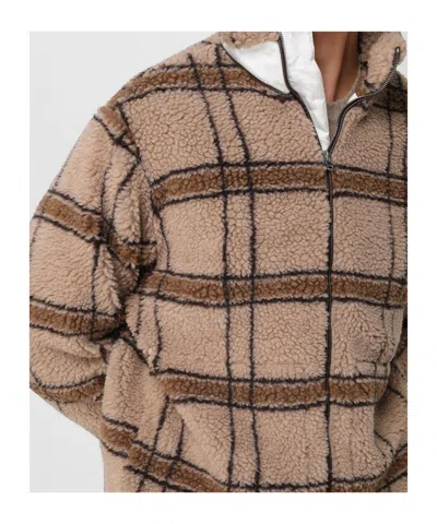 Ranra Checked Teddy Jacket In Brown