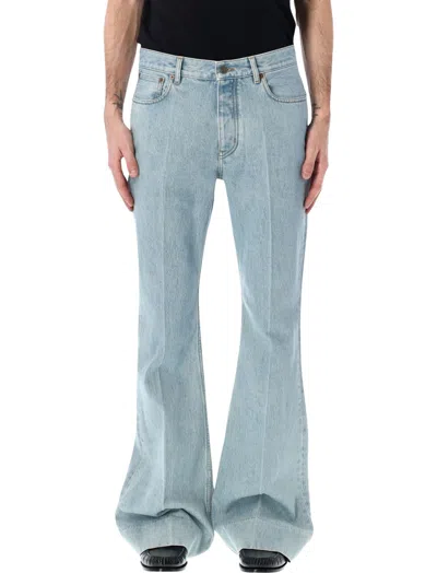 Valentino Logo Patch Flared Jeans In Blue