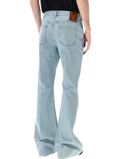 Valentino Logo Patch Flared Jeans In Blue