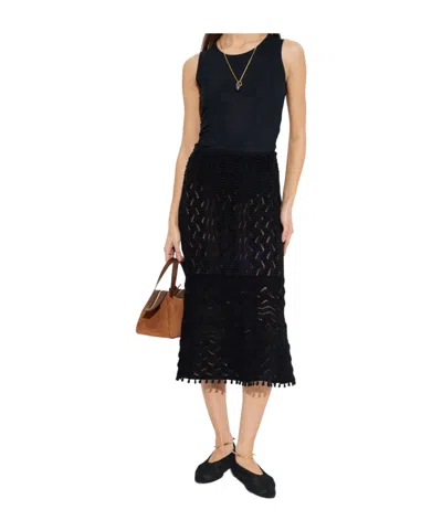 Jil Sander Crochet Midi Skirt In Black
