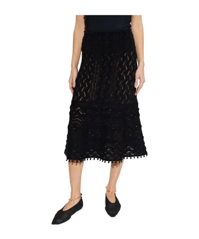 Jil Sander Crochet Midi Skirt In Black