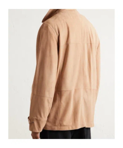 Brunello Cucinelli Long-sleeved Leather Jacket In Brown