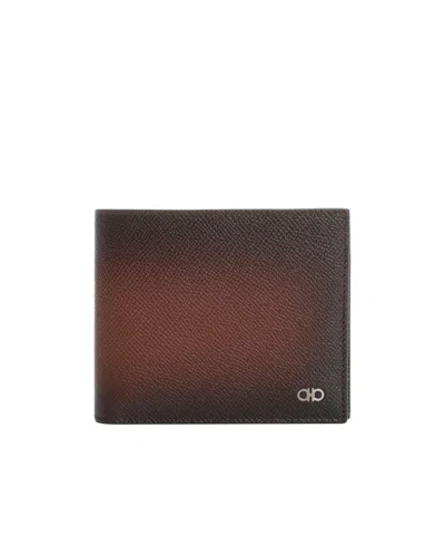Ferragamo Leather Wallet Micro Gancio Wallets Brown In Black