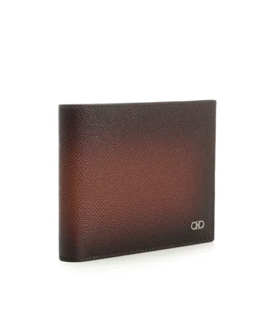 Ferragamo Leather Wallet Micro Gancio Wallets Brown In Black