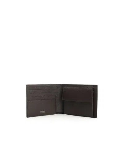 Ferragamo Leather Wallet Micro Gancio Wallets Brown In Black
