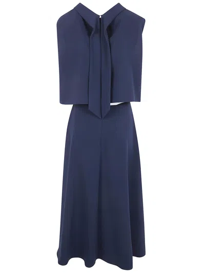 Aspesi Draped-panel Midi Dress In Blue