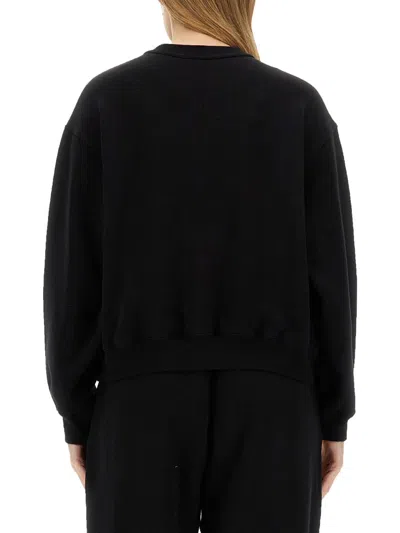 Alexander Wang Relaxed Fit Crew Sweatshirt With Puff Paint Logo In Black