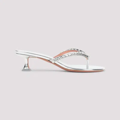 Amina Muaddi Gigi Thong Mirror In Silver