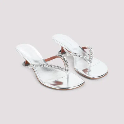 Amina Muaddi Gigi Thong Mirror In Silver