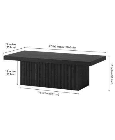 Hudson & Canal Torren 48" Wide Rectangular Fluted Coffee Table In Black