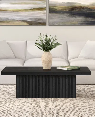 Hudson & Canal Torren 48" Wide Rectangular Fluted Coffee Table In Black