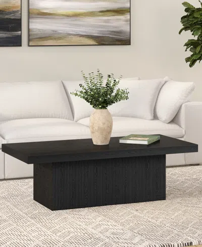 Hudson & Canal Torren 48" Wide Rectangular Fluted Coffee Table In Black