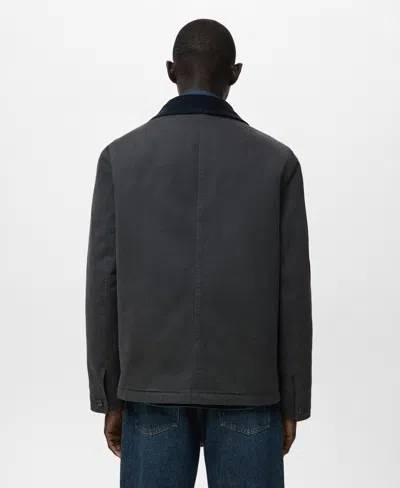 Mango Men's Corduroy Collar Quilted Jacket In Gray