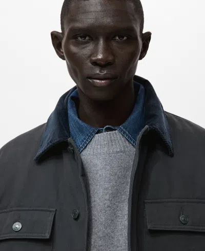 Mango Men's Corduroy Collar Quilted Jacket In Gray