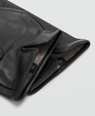Mango Leather Gloves In Black