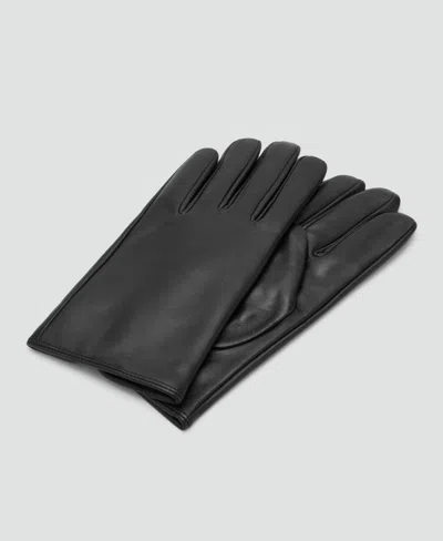 Mango Leather Gloves In Black