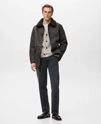 Mango Men's Faux-shearling Suede Jacket In Black