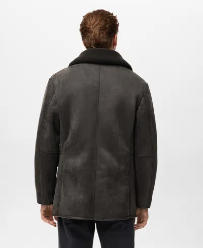 Mango Men's Faux-shearling Suede Jacket In Black
