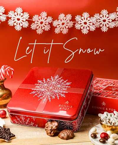 Bonnie & Pop Christmas Sweets Gift Tin, 6 Sections In Transparent