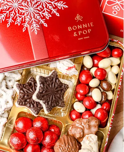 Bonnie & Pop Christmas Sweets Gift Tin, 6 Sections In Transparent