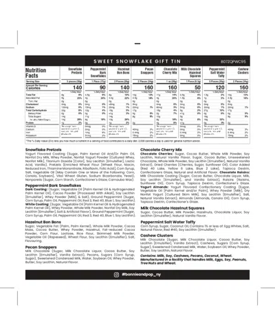 Bonnie & Pop Christmas Sweets Gift Tin, 6 Sections In Transparent